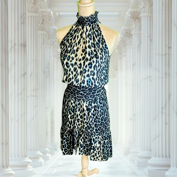 NWT A.L.C. ‘Cody’ Silk Blue Leopard Print Mini Dress Size 0 - Picture 13 of 16
